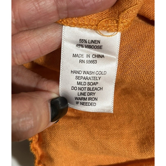 Joie Linen Blend Wide Leg Cropped Pants Pockets Elastic Waist Orange Size XL - Picture 11 of 11